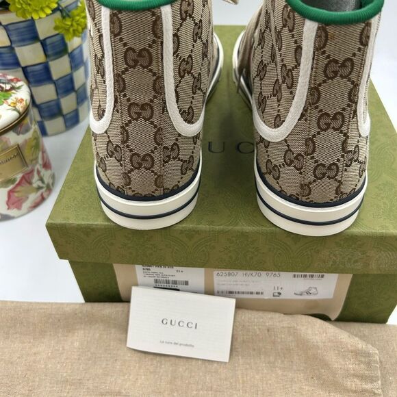 Men's Gucci 1977 tennis hightop sneakers size 11.5 made in Italy - Picture 9 of 11